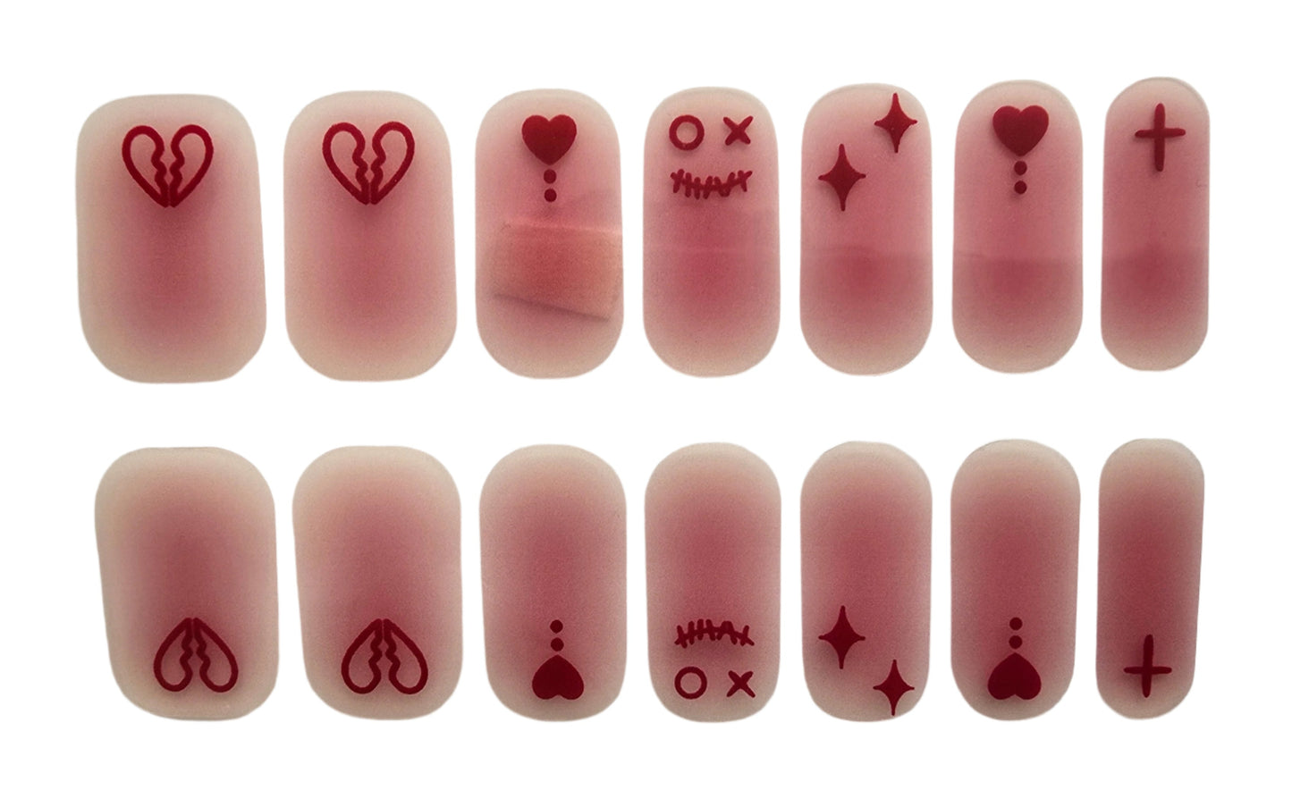 Cameo pink nails with heart stickers www.swipeongel.com