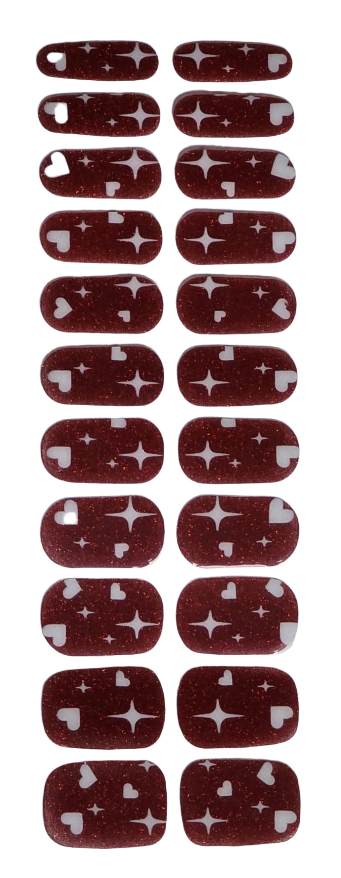 Maroon Oak color Hearts Nails www.swipgeongel.com