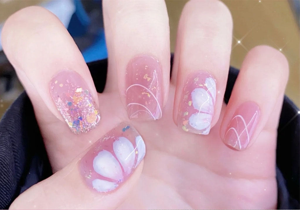 Blush Blooms | Light Pink Floral Nail Art Stickers