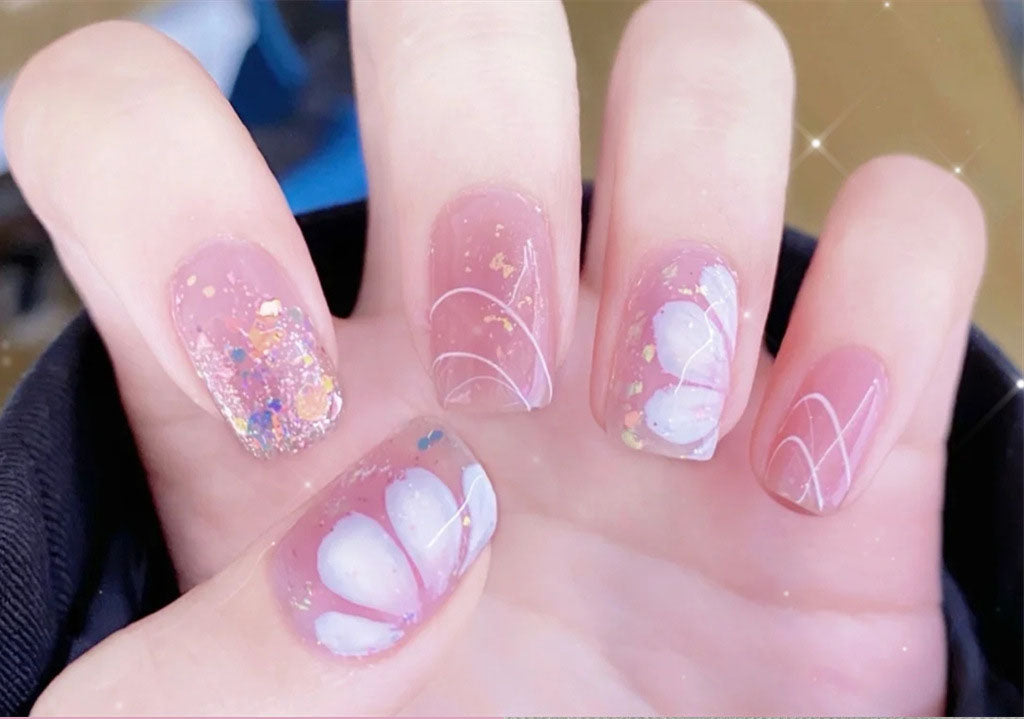 Blush Blooms | Light Pink Floral Nail Art Stickers www.swipeongel.com