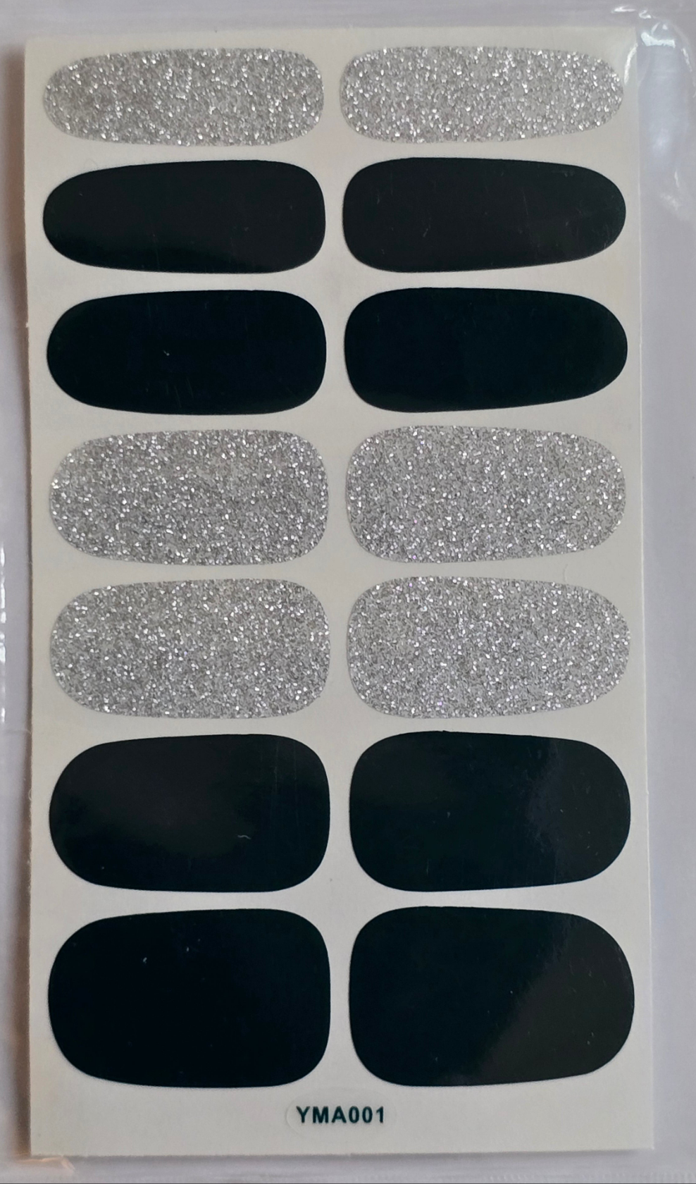 Midnight Shine: Bold Black & Silver Nail Art