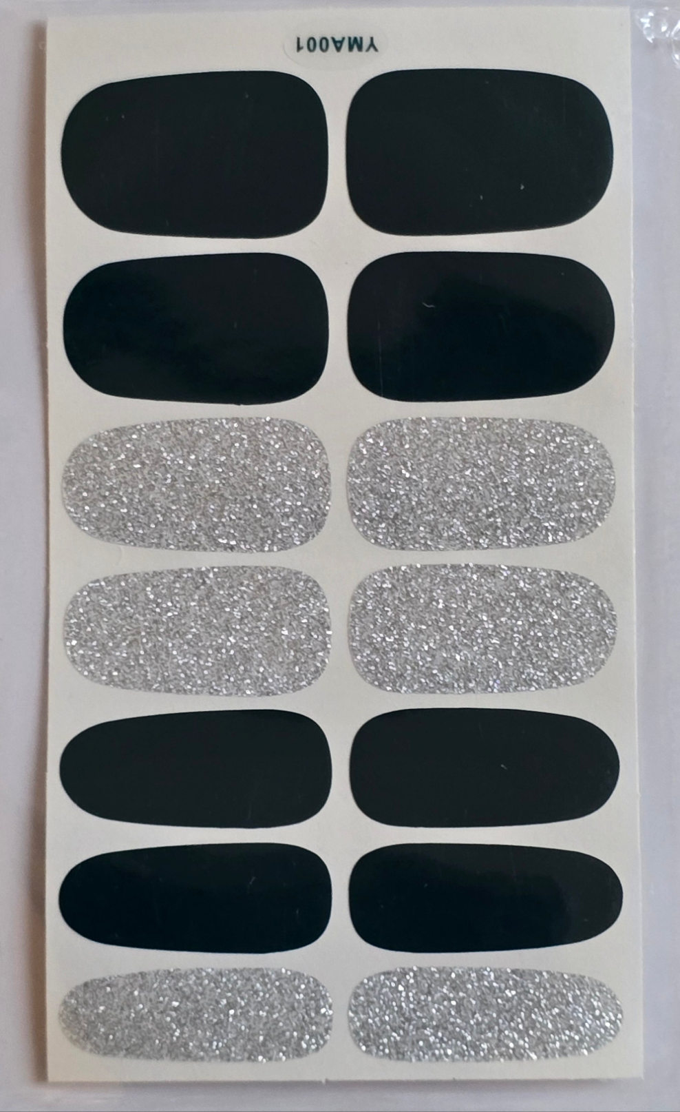 Midnight Shine: Bold Black & Silver Nail Art
