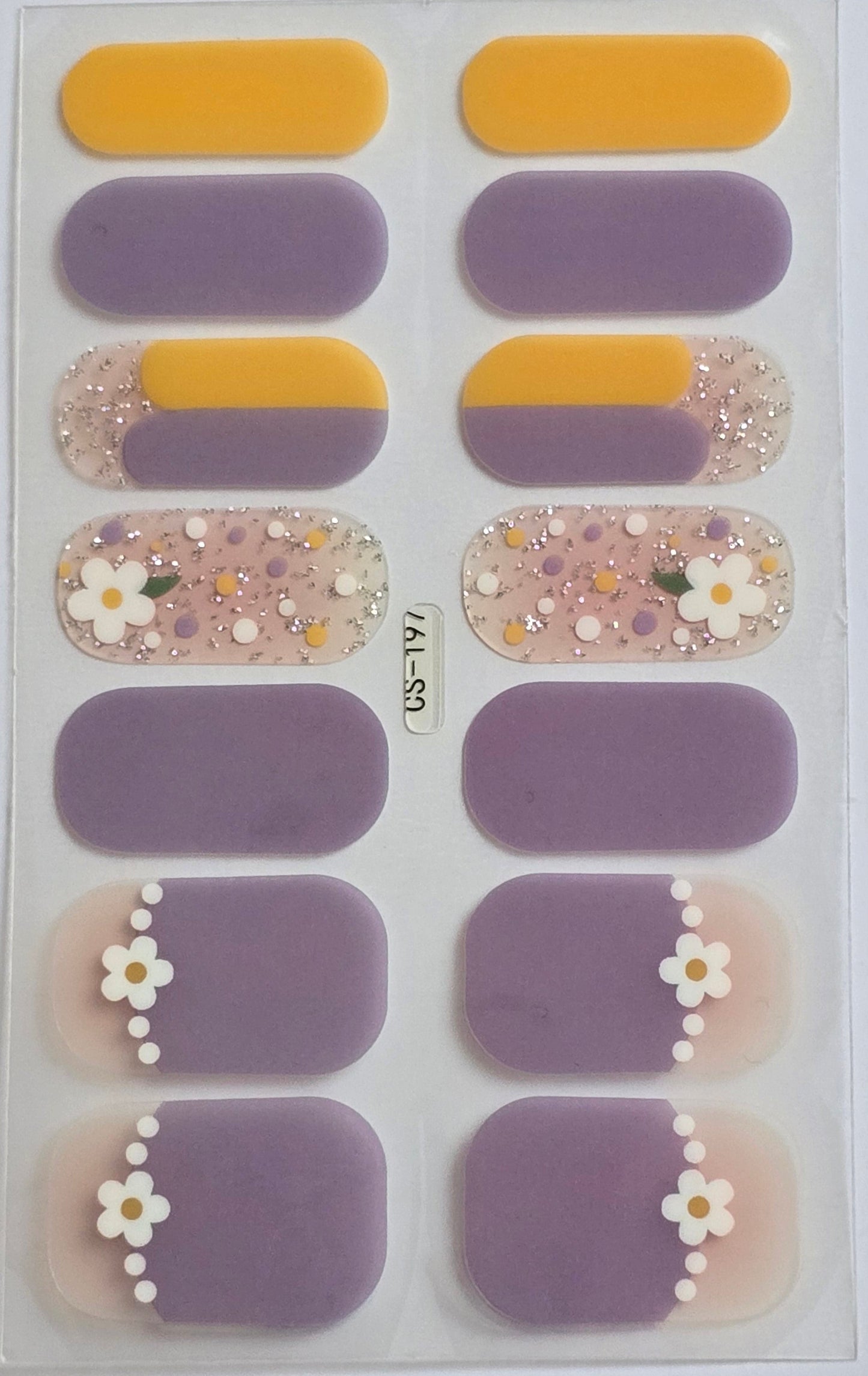 Lilac Meadow Sparkle | Glitter Daisy Nail Art Decals www.swipeongel.com