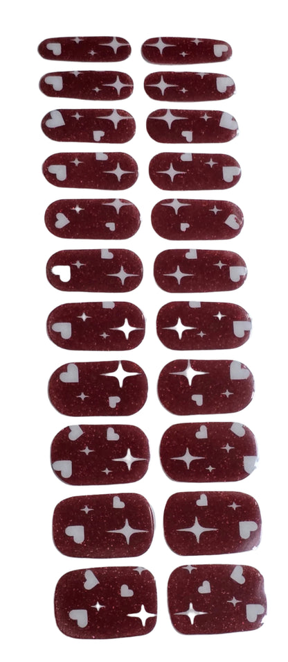 Maroon Oak Heart Nails www.swipgeongel.com