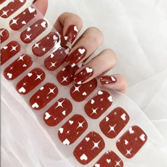 Maroon Oak Heart Start Nails Stickers www.swipgeongel.com