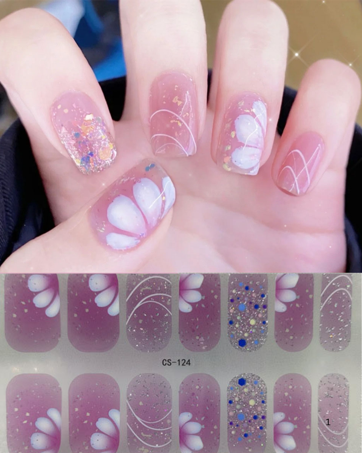 Petal Perfection: Soft Pink Floral Nail Stickers for Effortless Elegance www.swipeongel.com
