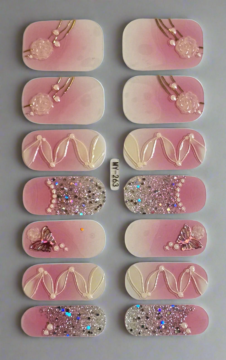 Rose glitter nail stickers www.swipeongel.com