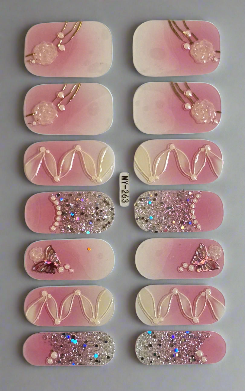 Rose glitter nail stickers www.swipeongel.com