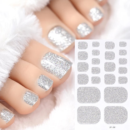 Gold Glitter Toe Nail Stickers – Waterproof Foot Art Decals | No Glue Needed, Perfect for Pedicures.