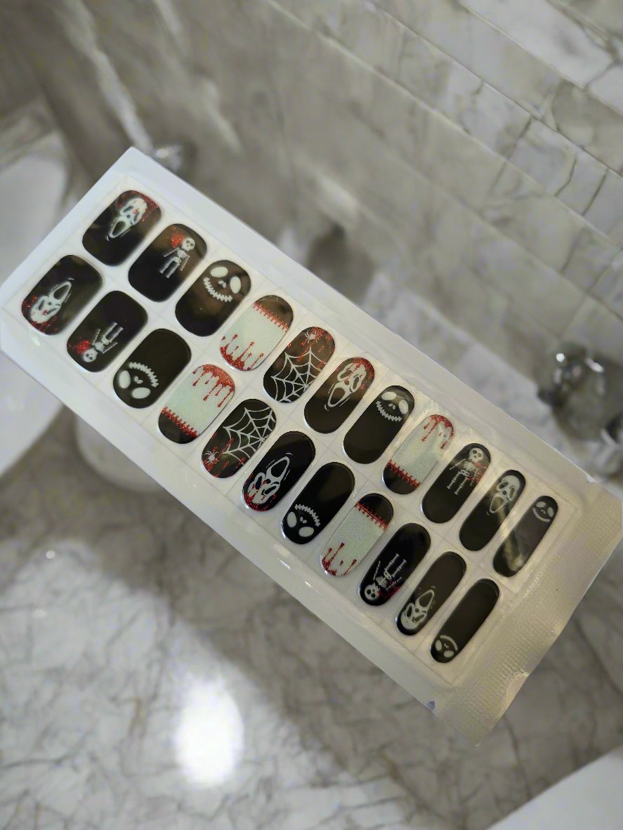Spooky Black and White Halloween Nail Stickers: Perfect for a Frightfully Fun Manicure! www.swipeongel.com