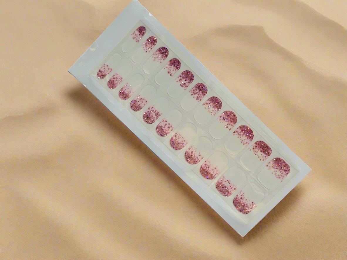 White Shiny Pink Nail Stickers: Elegant Designs for a Chic Manicure! www.swipeongel.com